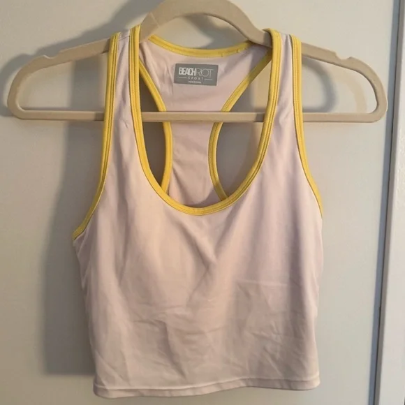 Beach Riot Yara Piped White & Yellow Top - Picture 4 of 7